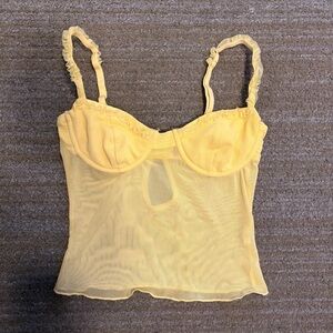 Edikted Yellow Mesh Bustier Tank Top